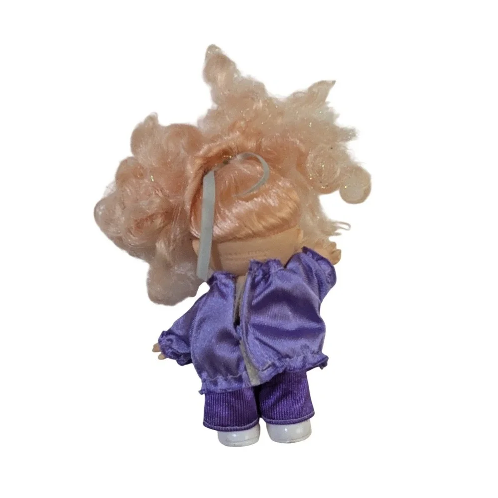 Vintage 1991 Cititoy Mini‎ Doll Blonde Glitter Hair Purple Outfit 5 Inch